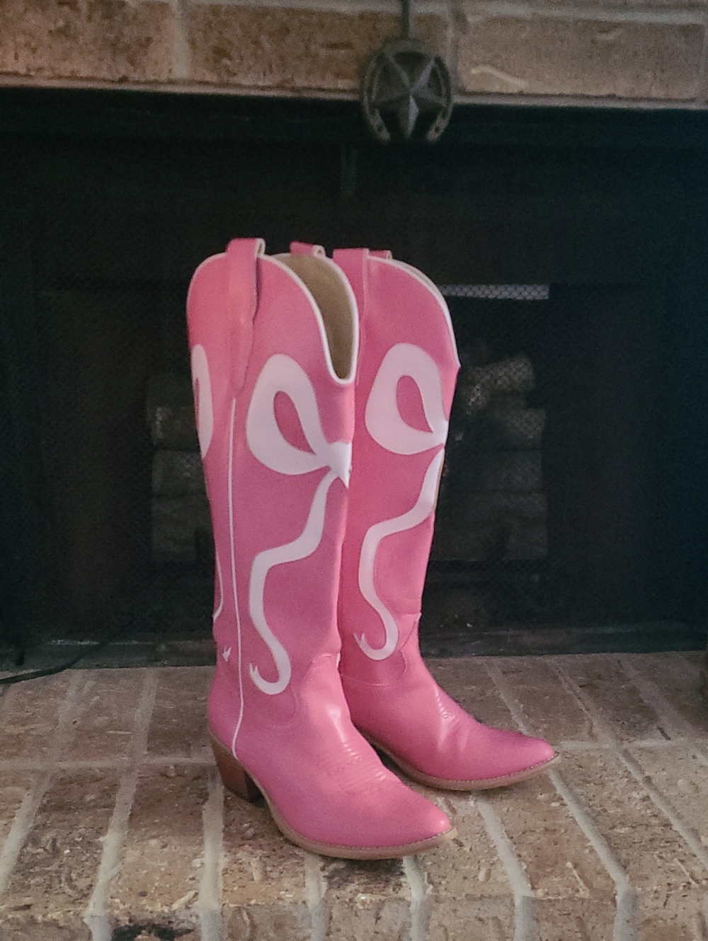 Vibrant Pink Tall Western Boot With Bow Design. SZ 8- 2"Heel